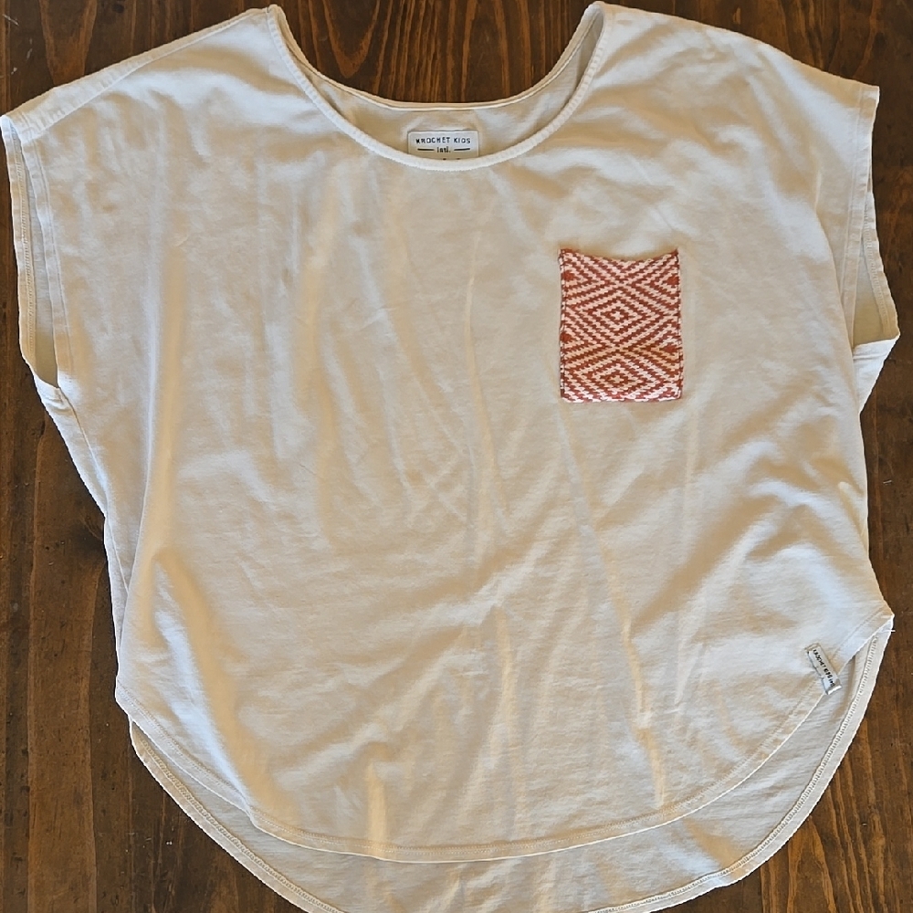 Cream Top with Pink Pocket